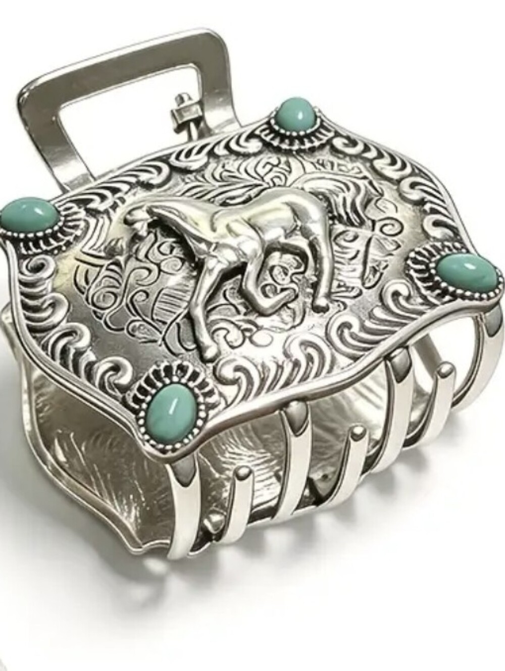 NEW! Western Horse Concho Hair Claw with Turquoise Accents